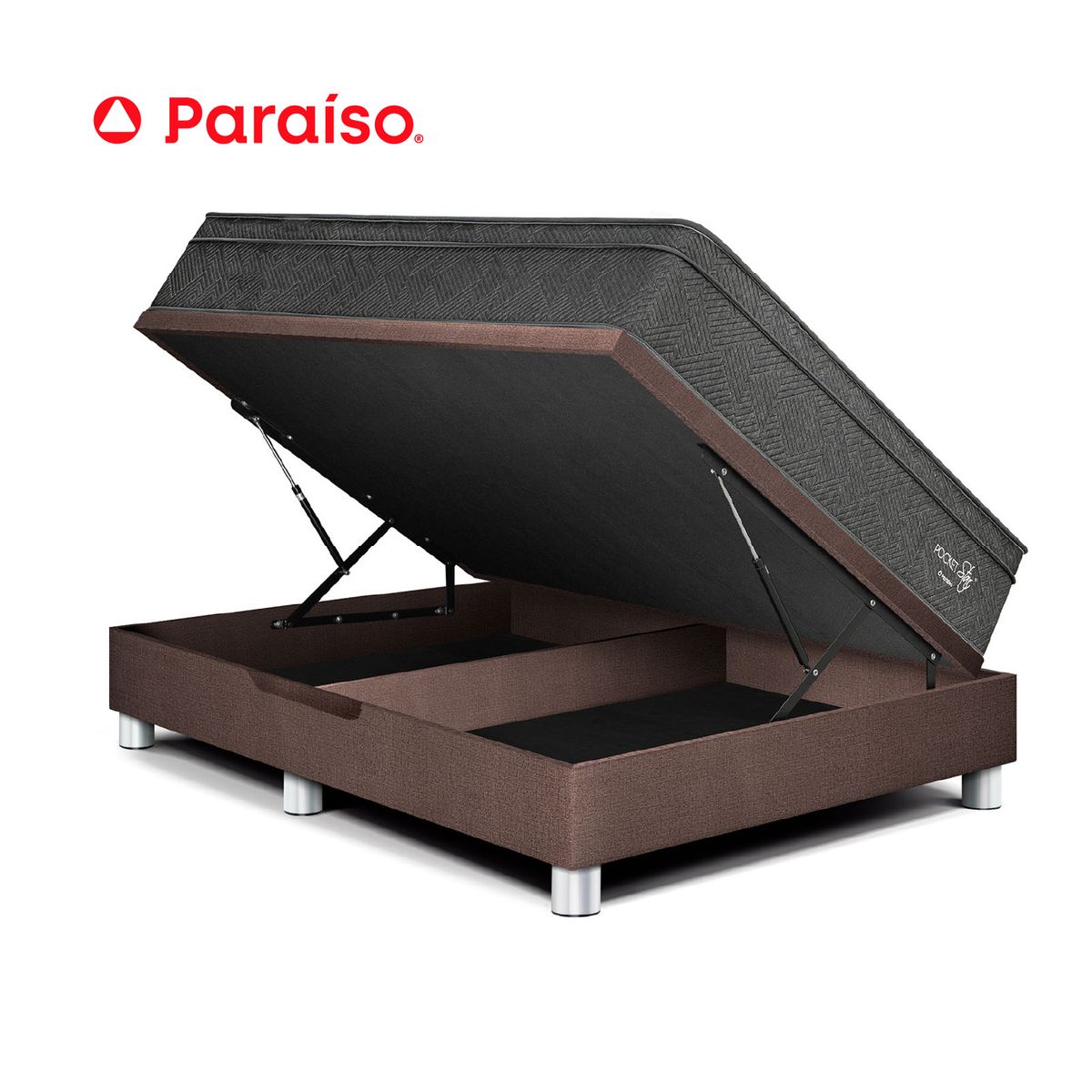 PARAISO - Cama Boxet Pocket Star Queen Choco