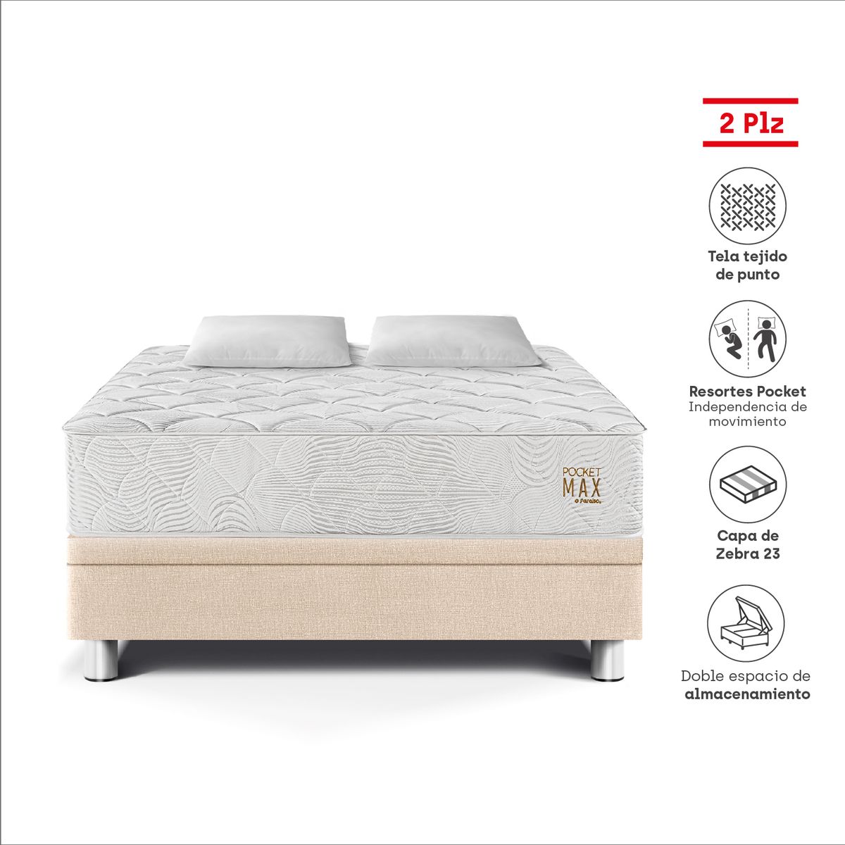 PARAISO - Cama Boxet Pocket Max 2 Pzs Champ