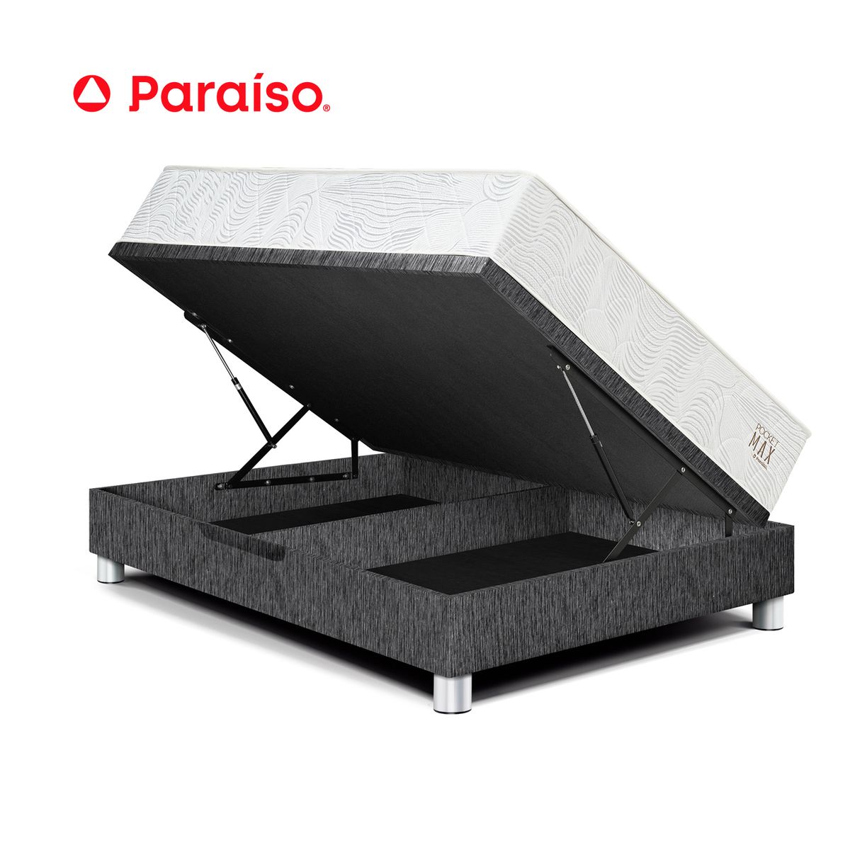 PARAISO - Cama Boxet Pocket Max 2 Pzs Charcoal