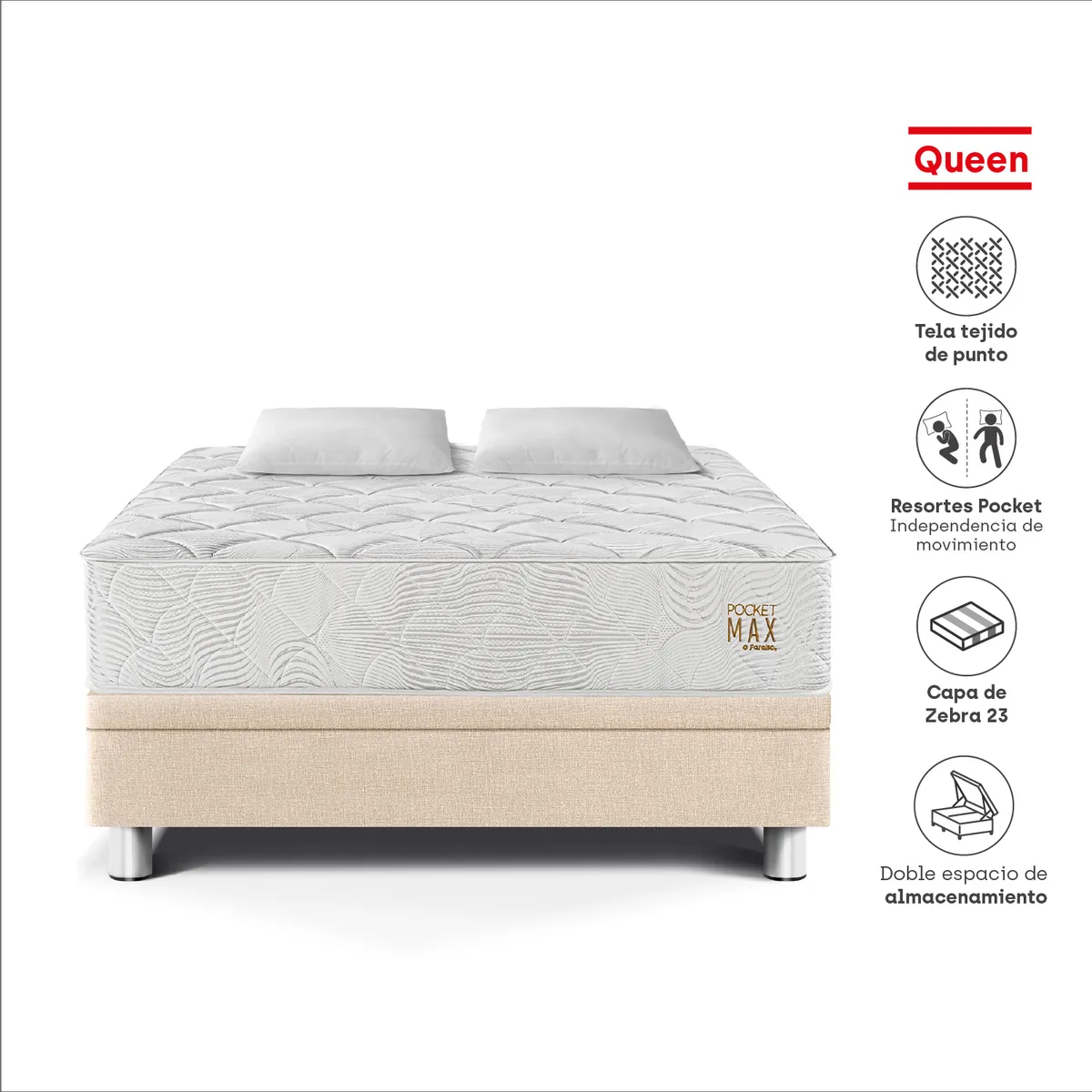 PARAISO - Cama Boxet Pocket Max Queen Champ