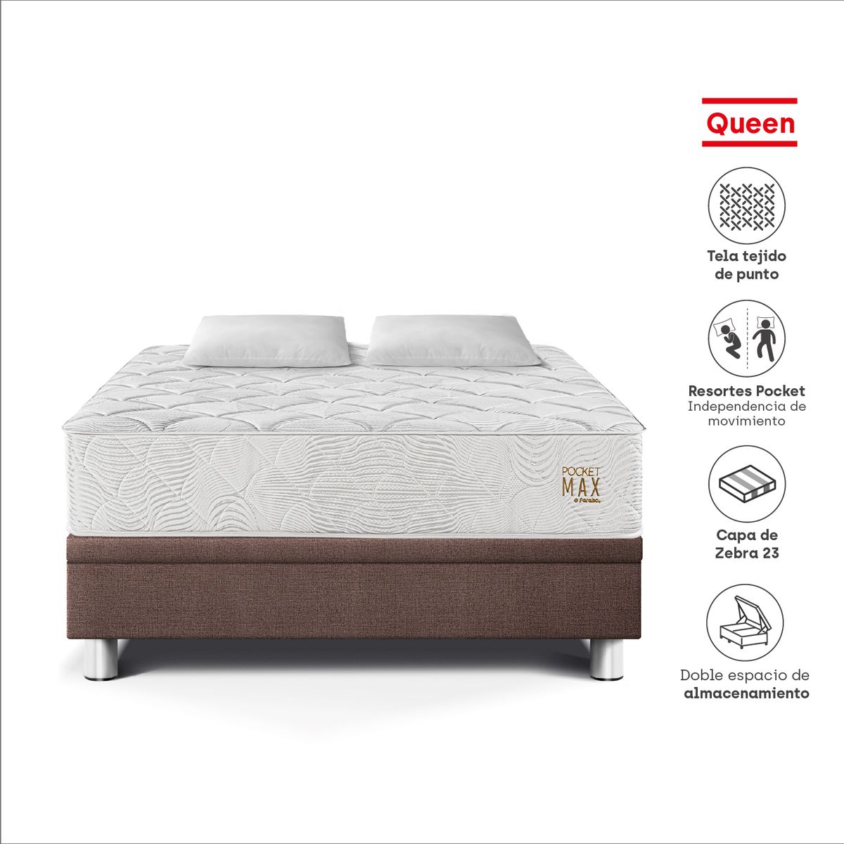 PARAISO - Cama Boxet Pocket Max Queen Choco