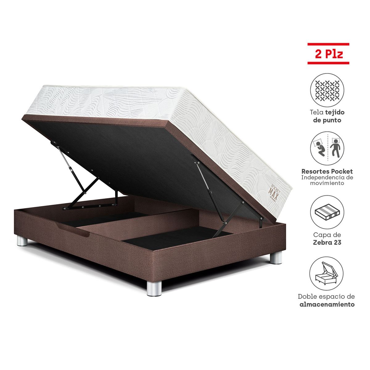 PARAISO - Dorm Boxet Pocket Max 2 Pzs Choco