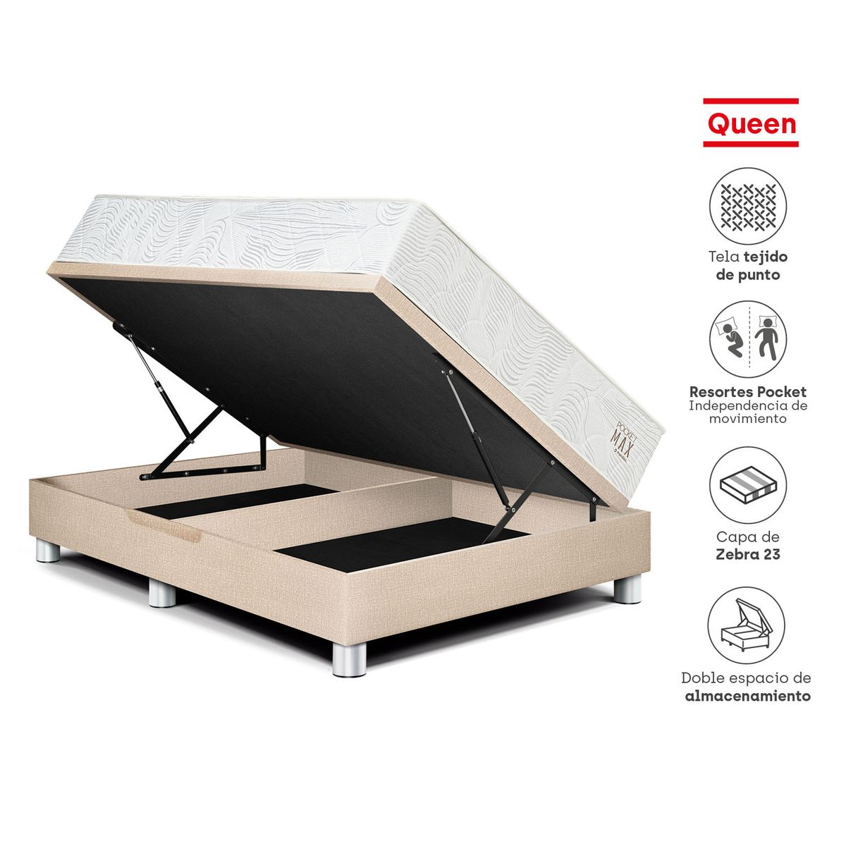 PARAISO - Dorm Boxet Pocket Max Queen Champ