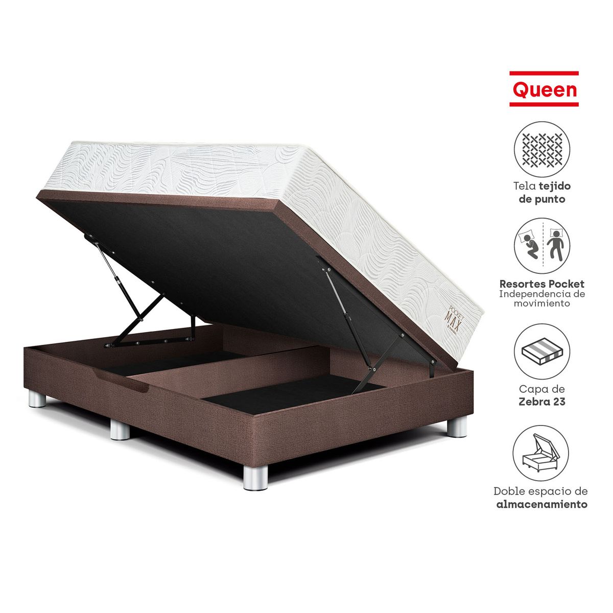 PARAISO - Dorm Boxet Pocket Max Queen Choco