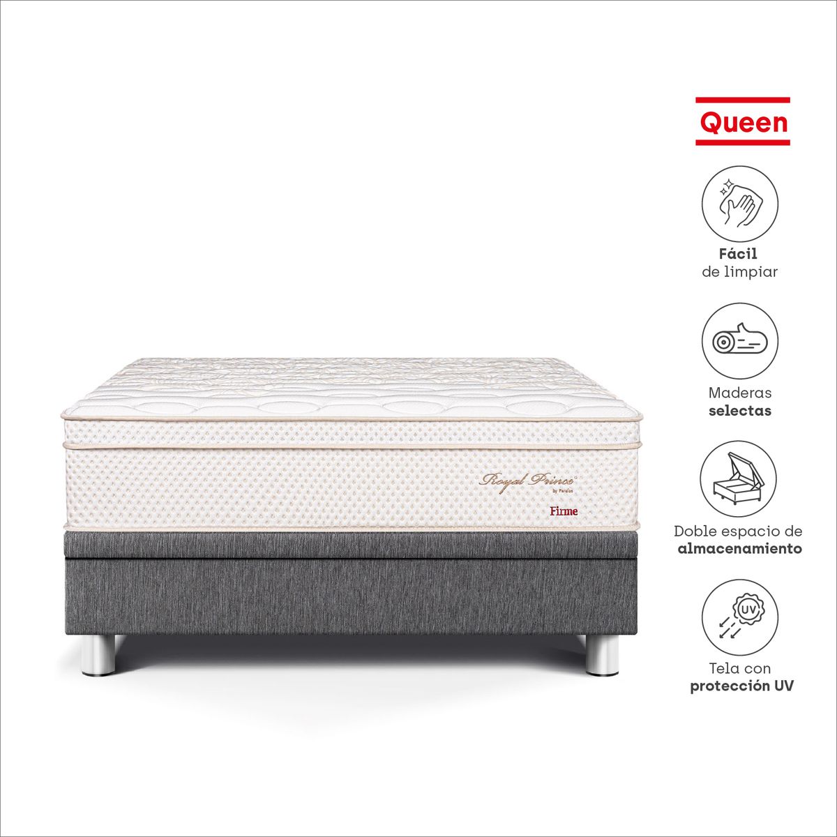 PARAISO - Cama Boxet Roy Pr Firme Queen Gris