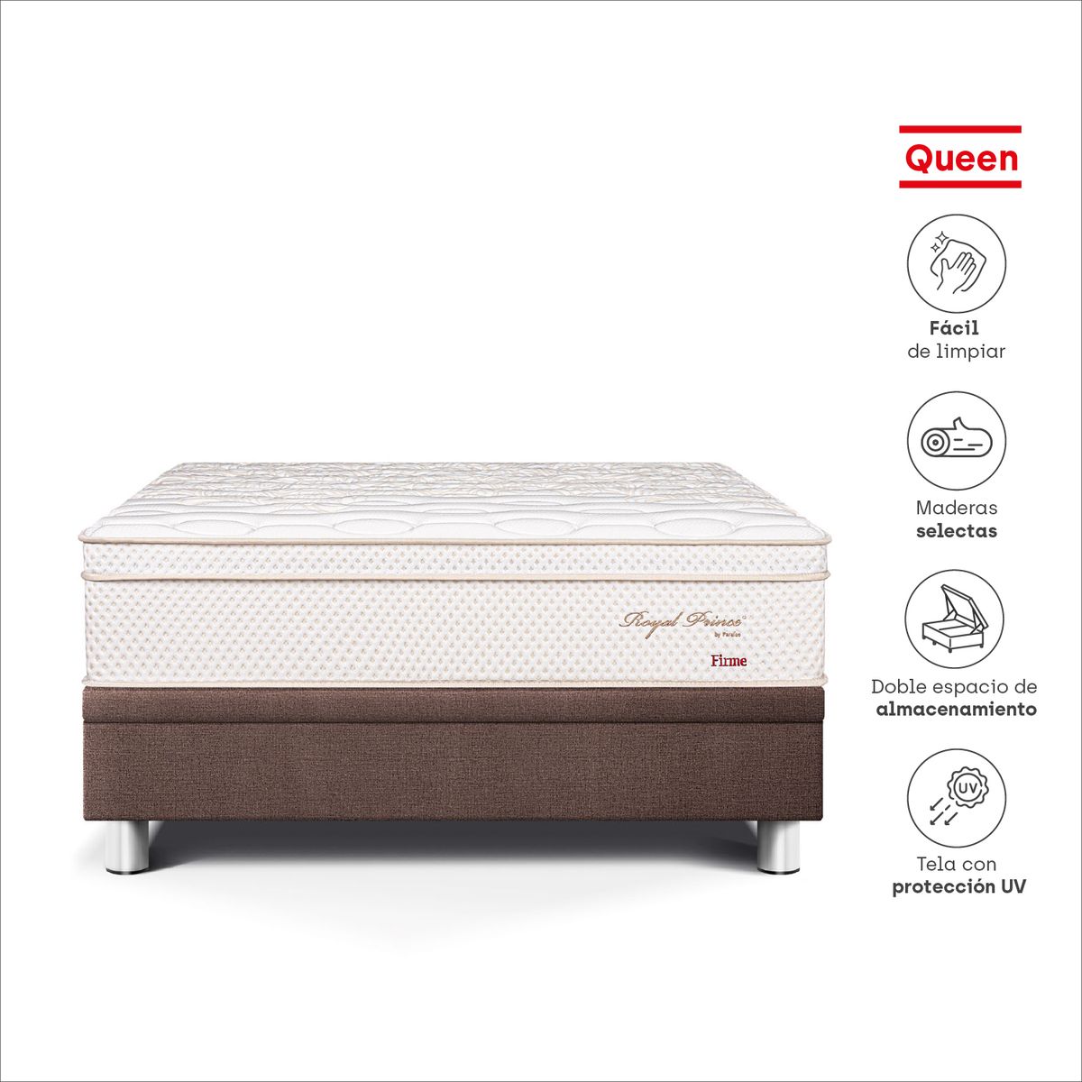 PARAISO - Cama Boxet Roy Pr Firme Queen Choco