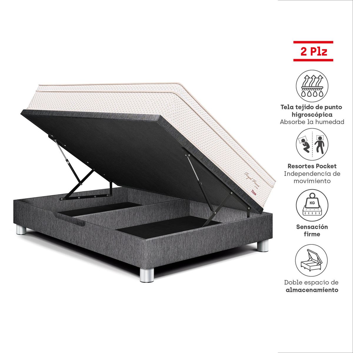 PARAISO - Dorm Boxet Blocks Roy Pr Firme 2 Gris