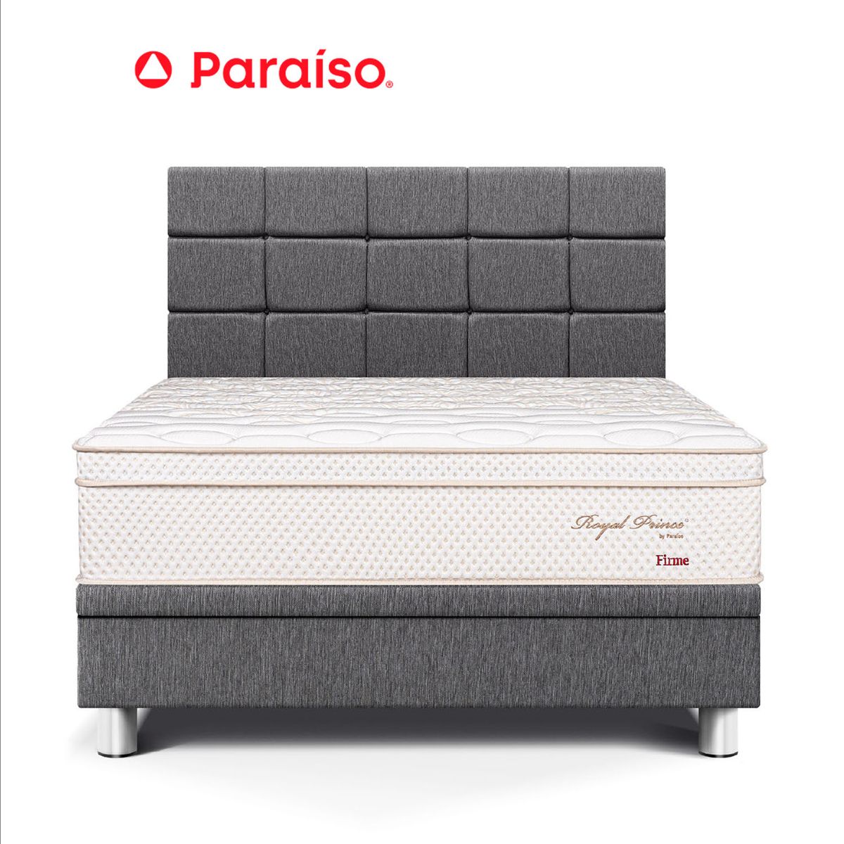 PARAISO - Dorm Boxet Blocks Roy Pr Firme Queen Gri