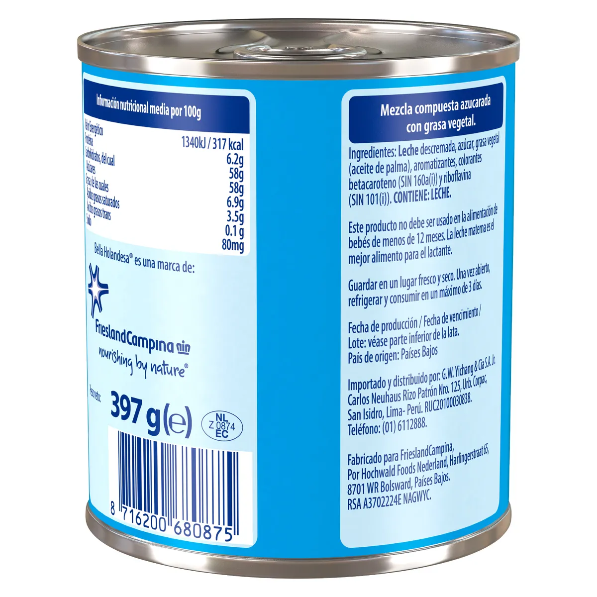 BELLA HOLANDESA - Leche Condensada Bella Holandesa Lata 397 g