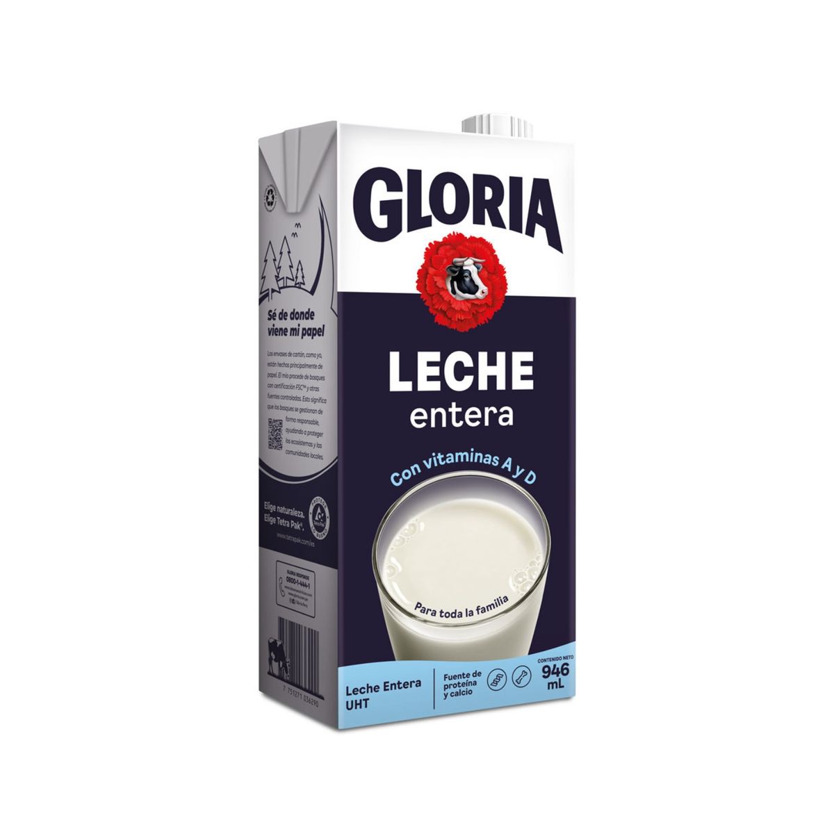 GLORIA - Leche UHT Entera Gloria Caja 946 mL