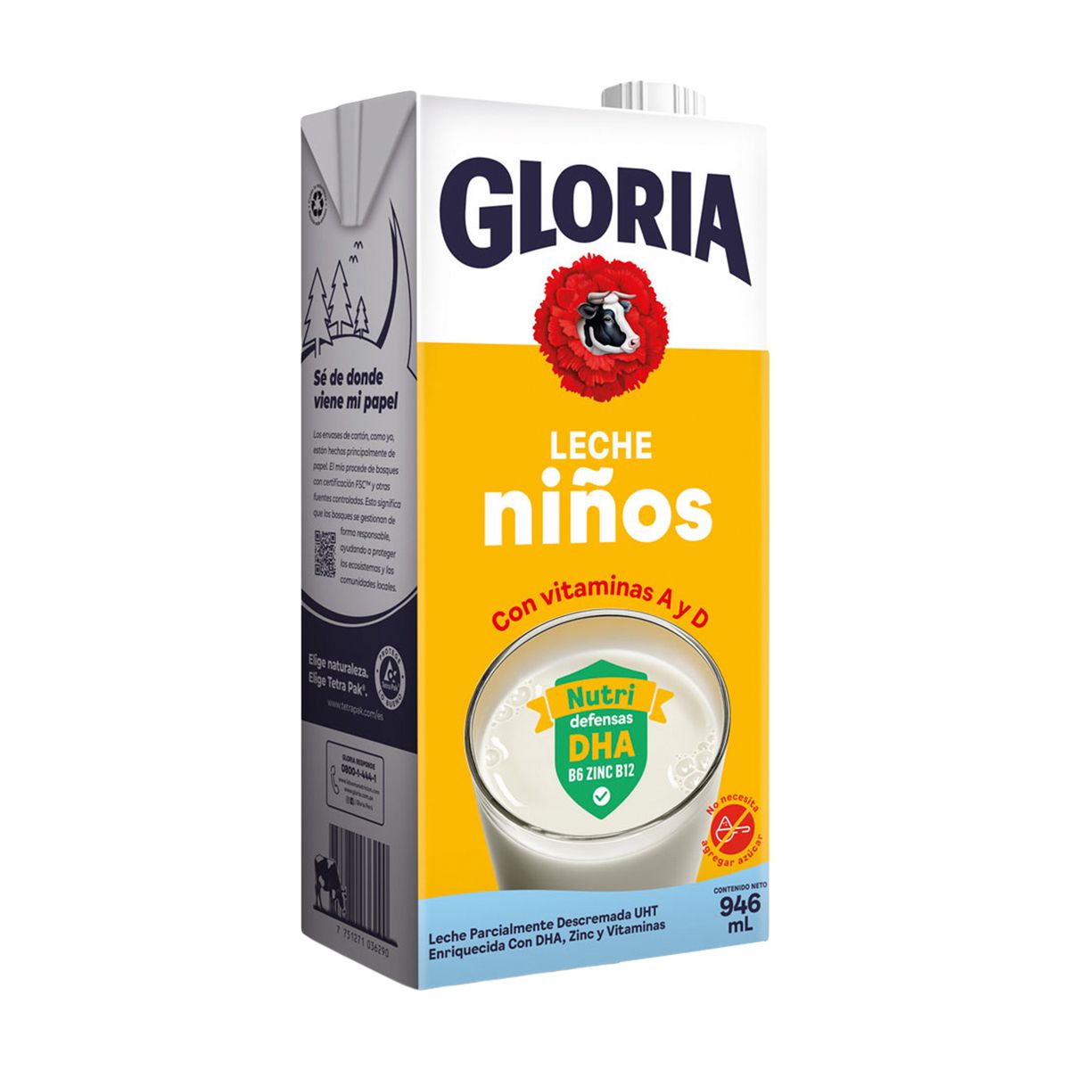 GLORIA - Leche UHT Gloria Niños con DHA Caja 946 mL