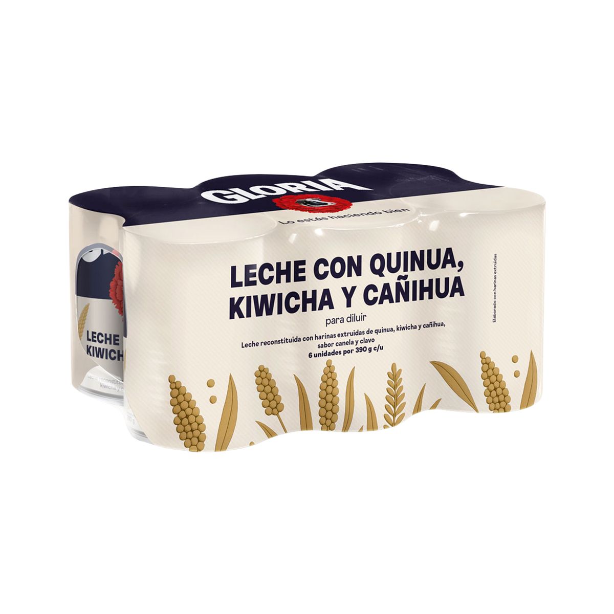 GLORIA - Leche con Quinua Kiwicha Cañihua Gloria Sixpack Lata 390 g