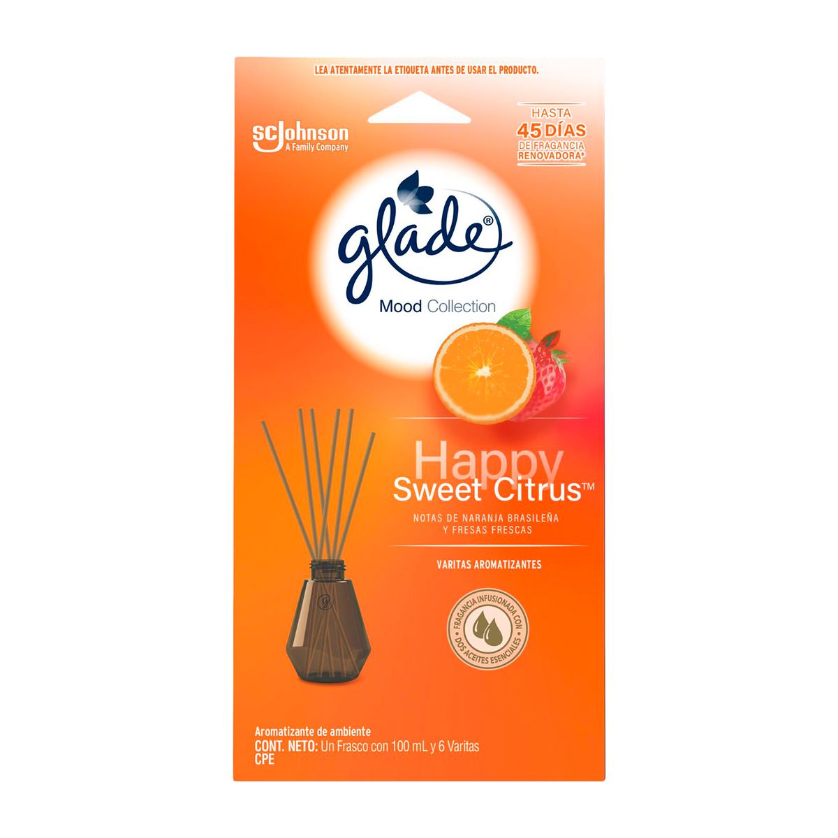 GLADE - Varitas Aromáticas Glade Citrus Envase 100 mL + 6 Varitas