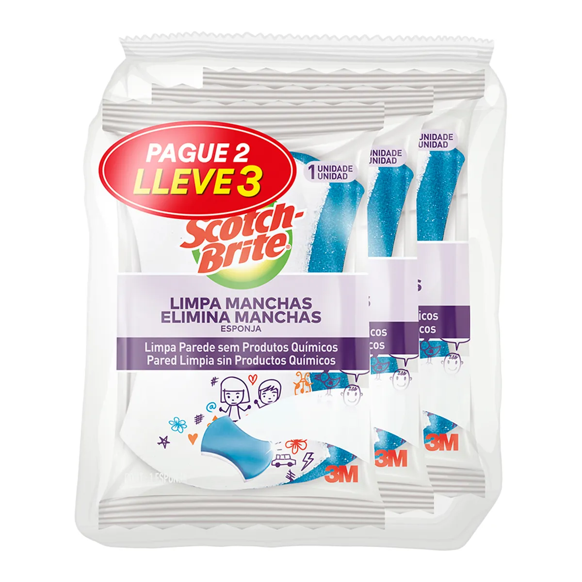 SCOTCH BRITE - Esponja Borra Manchas Scotch Brite Empaque 3 Und