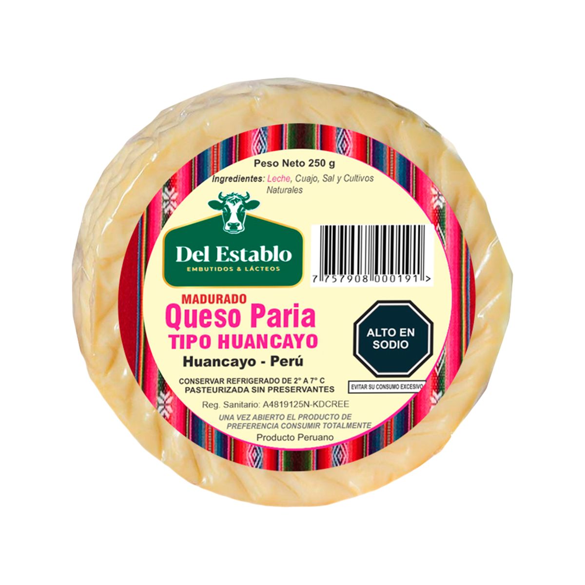 DEL ESTABLO - Queso Paria Del Establo Tipo Huancayo Empaque 250 g