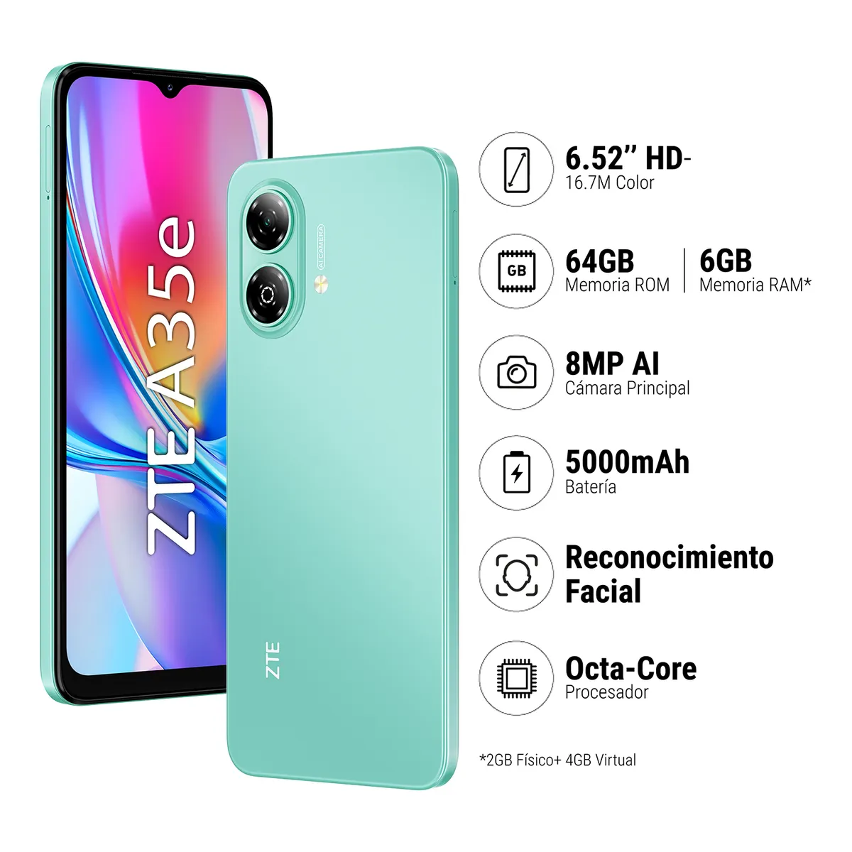 Zte - Smartphone Zte Blade A35E 2+64Gb Verde