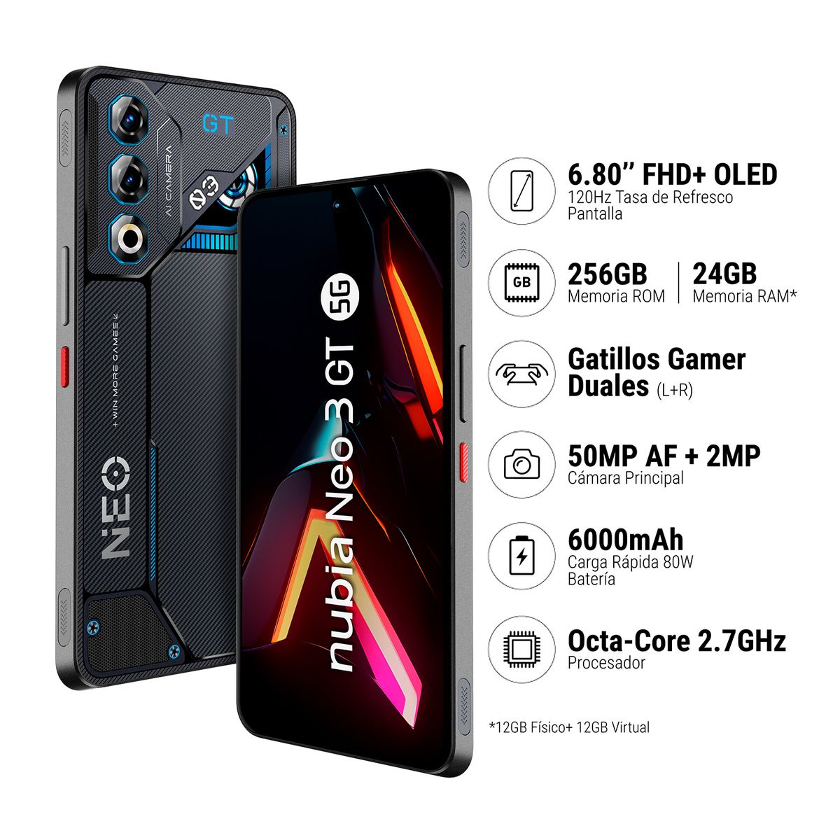 Zte - Smartphone Zte Nubia Neo 3Gt 5G 12+256Gb Gris