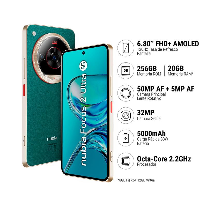 Zte - Smartphone Zte Nubia Focus2 Ultra 5G 8+256Gb Verde