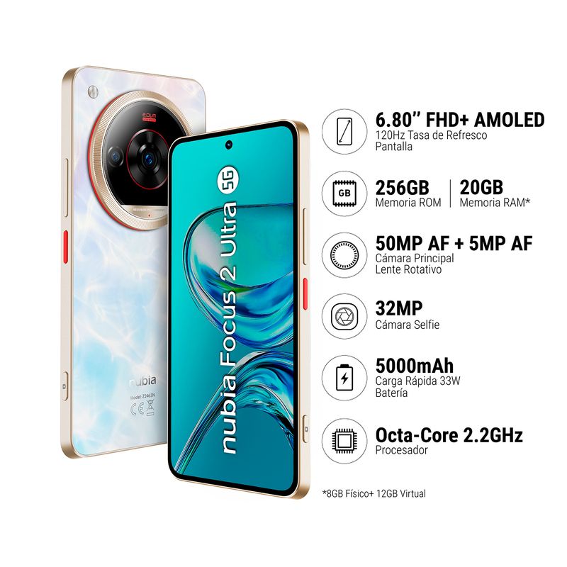 Zte - Smartphone Zte Nubia Focus2 Ultra 5G 8+256Gb Blanco