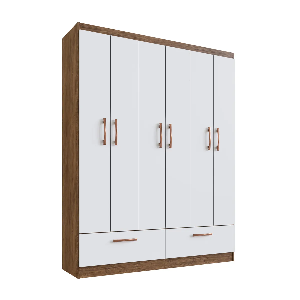 CASA JOVEN - Ropero 6 Puertas 2 Cajones Cast Blan