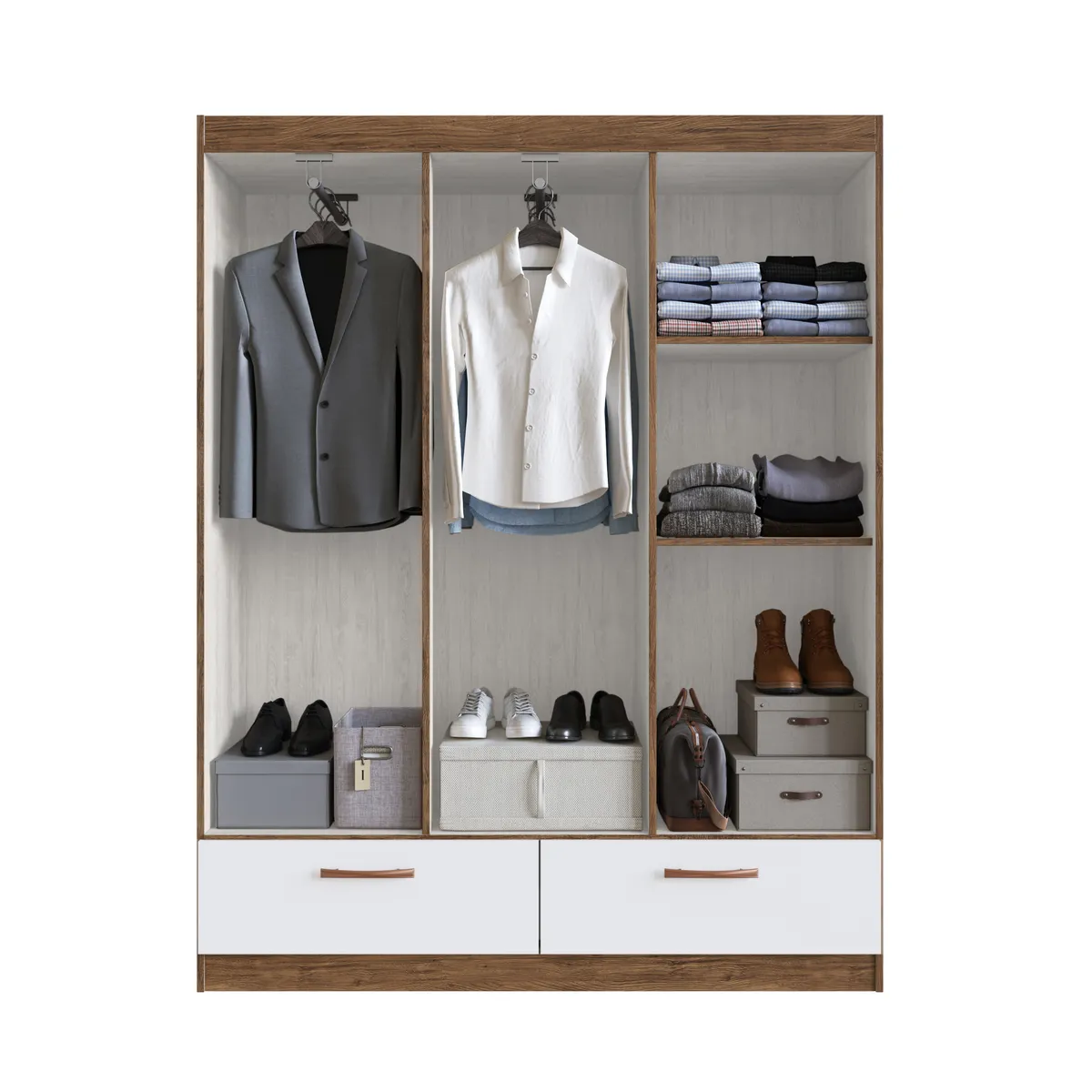 CASA JOVEN - Ropero 6 Puertas 2 Cajones Cast Blan