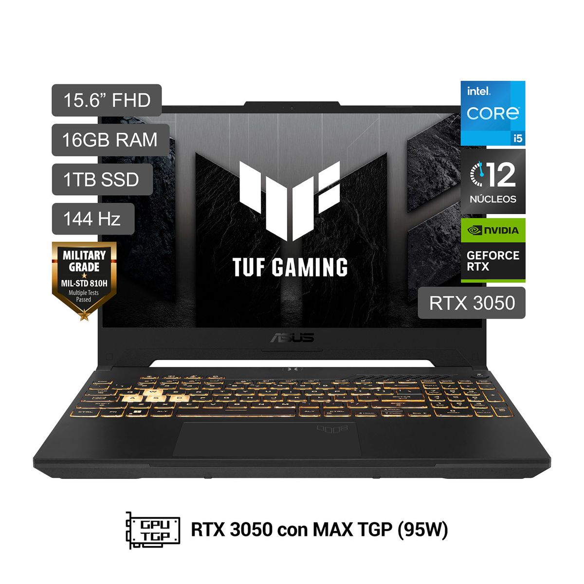 HP - Laptop ASUS TUF Gaming F15 Ci5 12500H 16GB 1TB Ssd Rtx3050