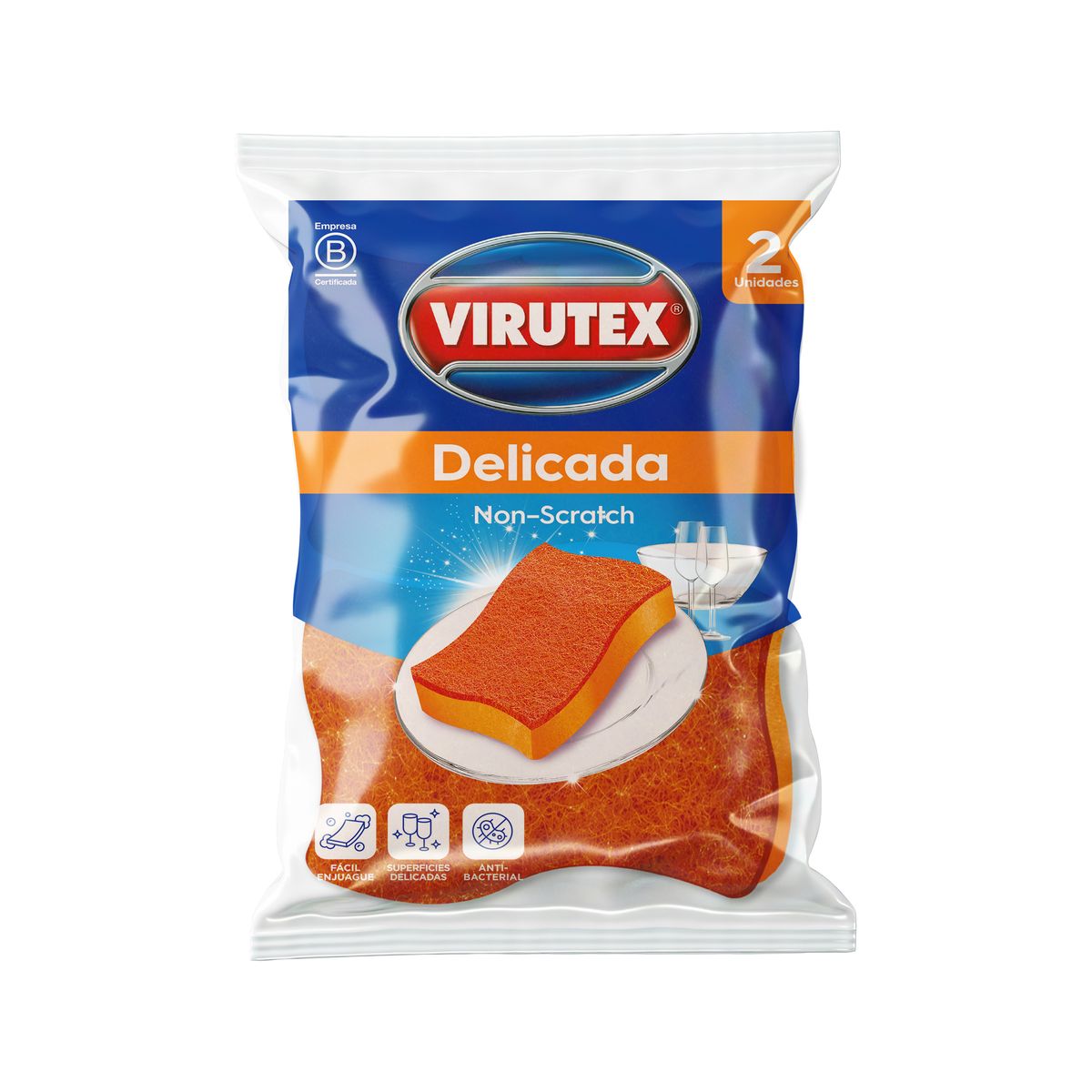 VIRUTEX - Esponja Fibra Delicada Virtutex Bolsa 2 Und