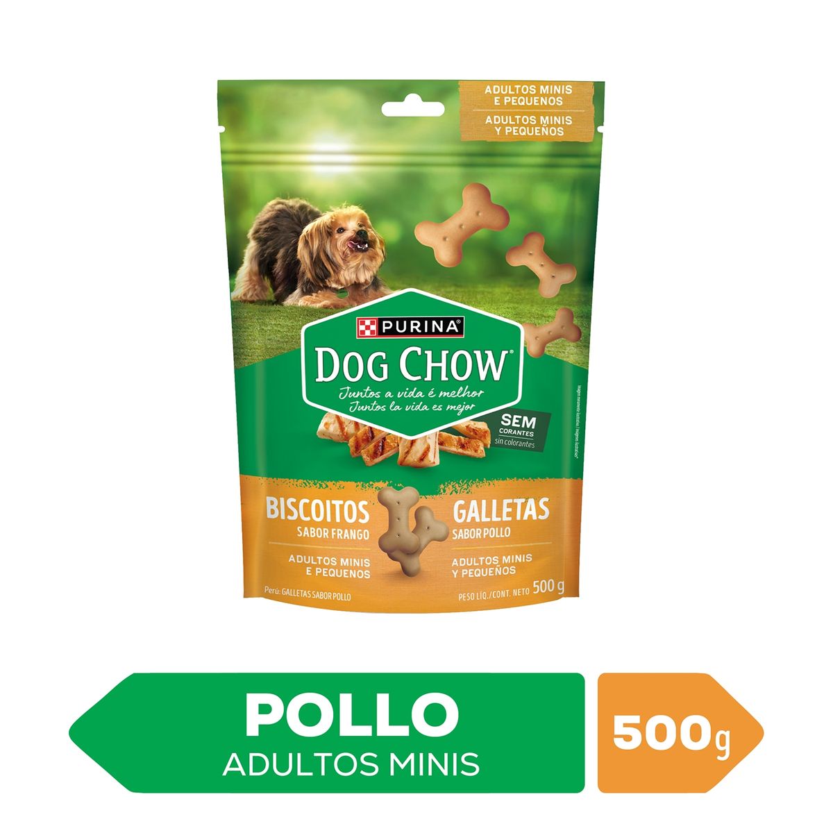 DOG CHOW - Galletas para Perros Adultos Minis y Pequeños Dog Chow Pollo Doypack 500 g