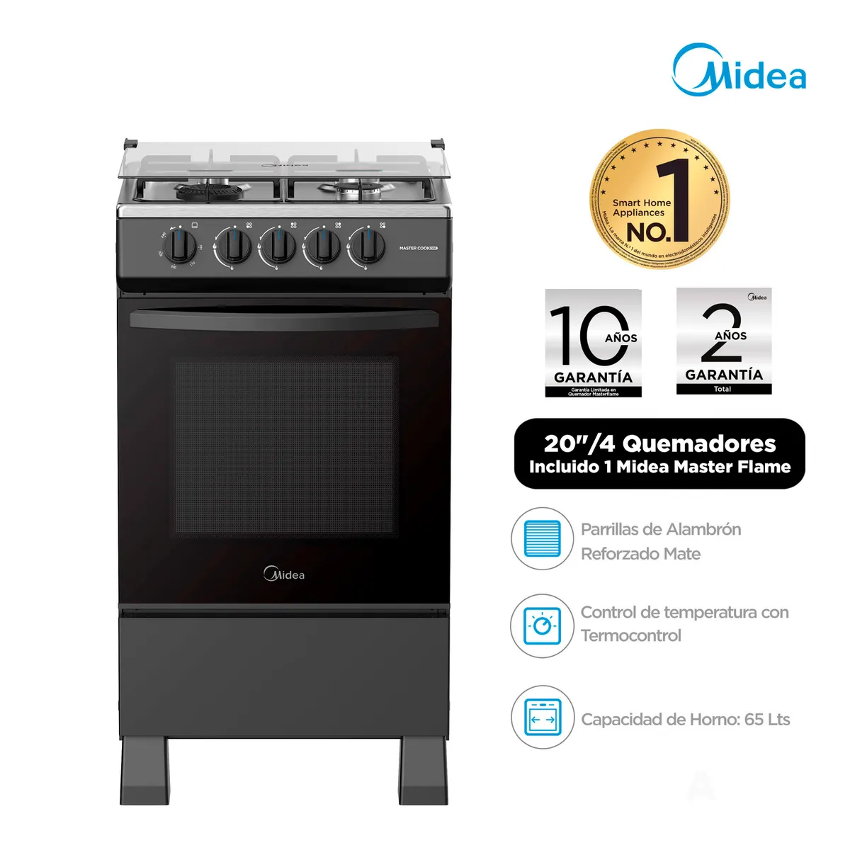 MIDEA - Cocina a Gas Mastercookone 20 4 Quemador