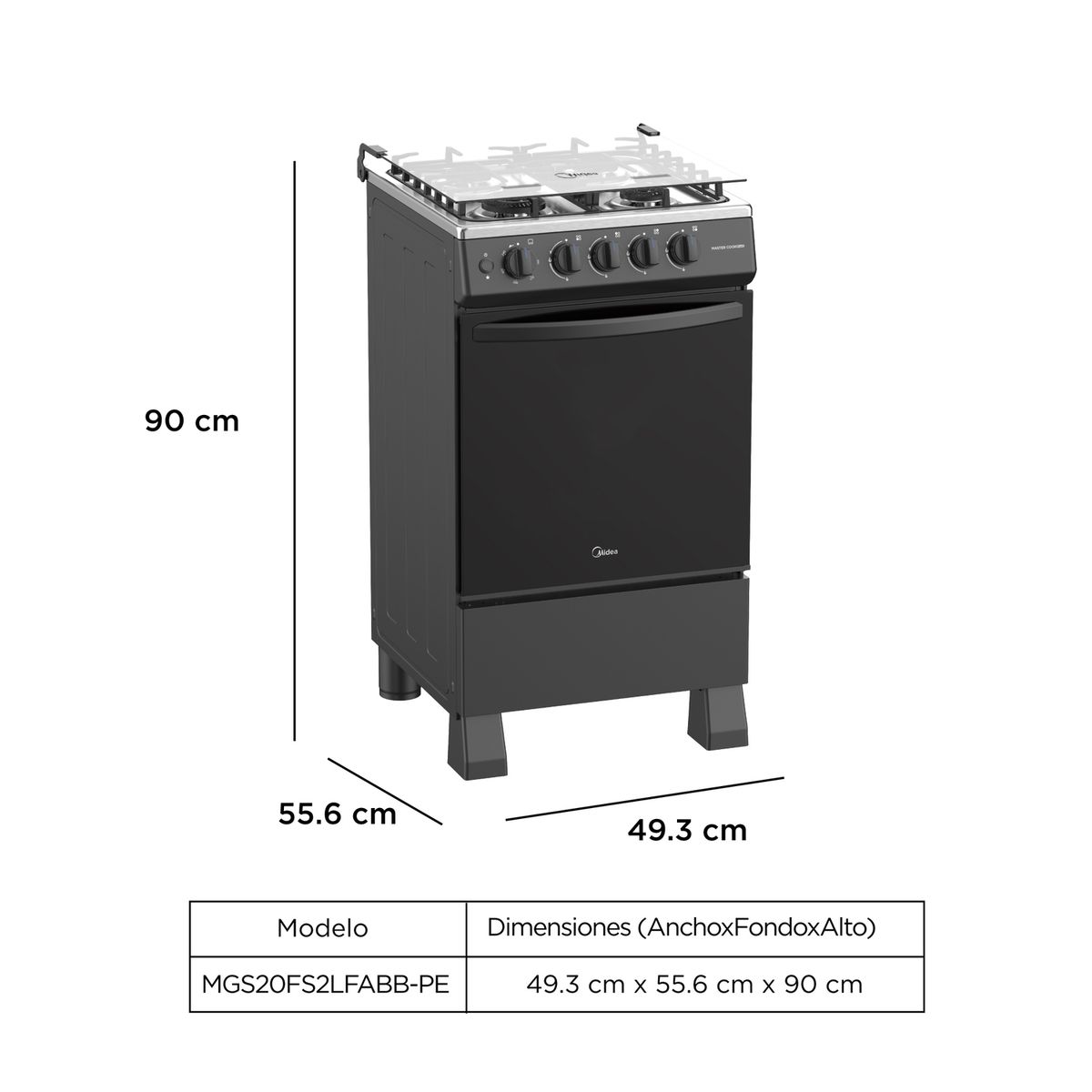 MIDEA - Cocina a Gas Mastercookone 20 4 Quemador
