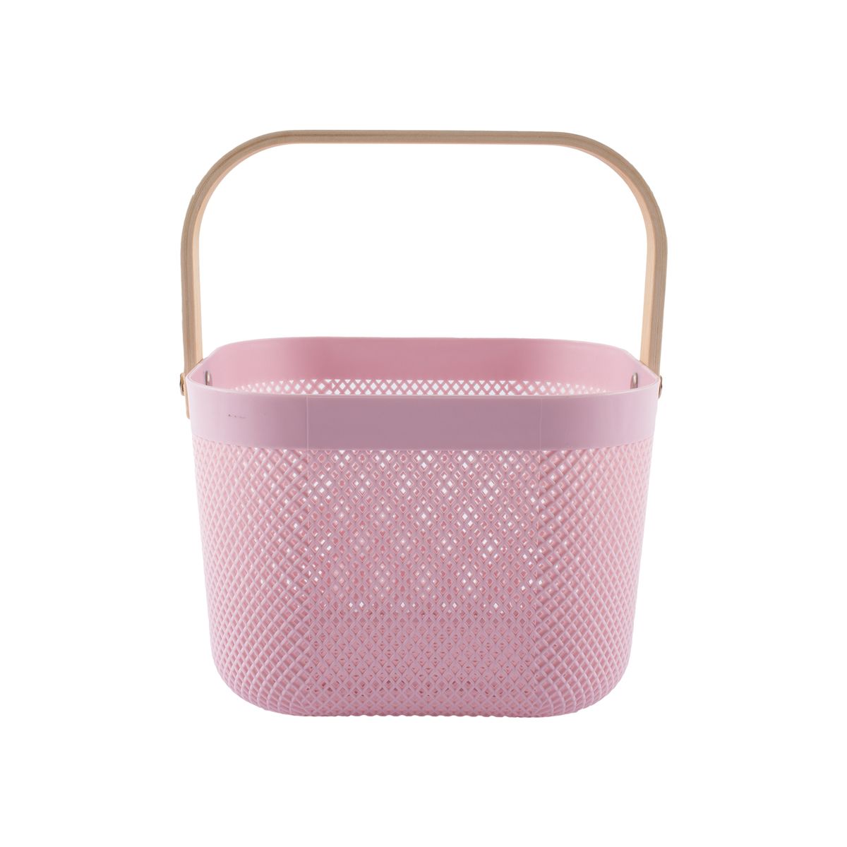 CASA JOVEN - Canasta Organizadora Casa Joven Plástico Aza Madera Rosado 25cm