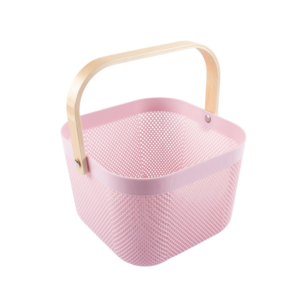 CASA JOVEN - Canasta Organizadora Casa Joven Plástico Aza Madera Rosado 25cm