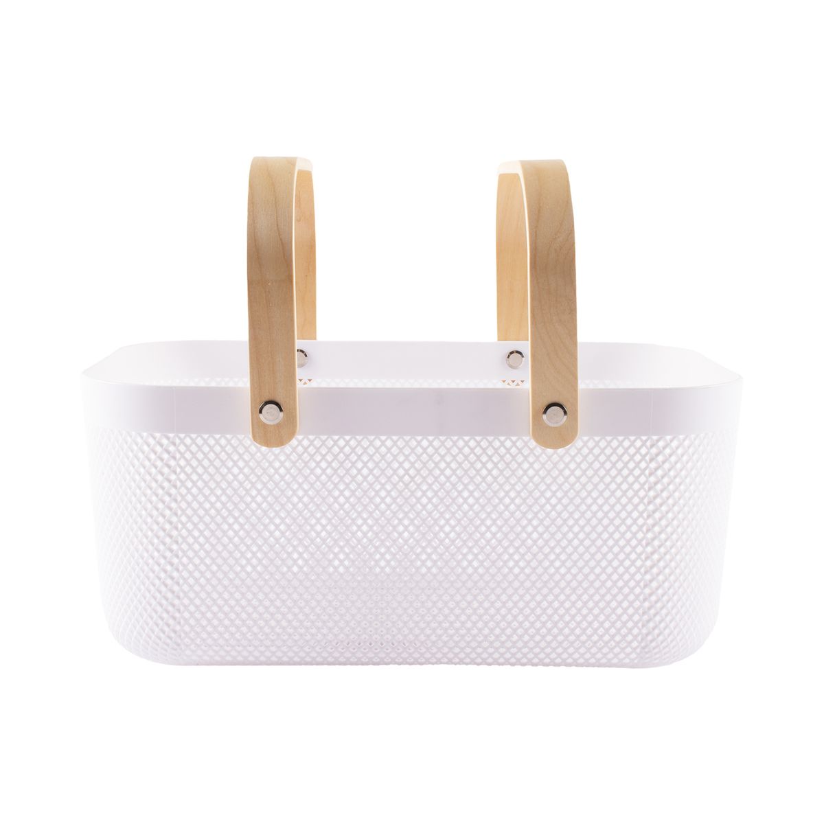 CASA JOVEN - Canasta Organizadora Casa Joven Plástico Aza Madera Blanco 40cm