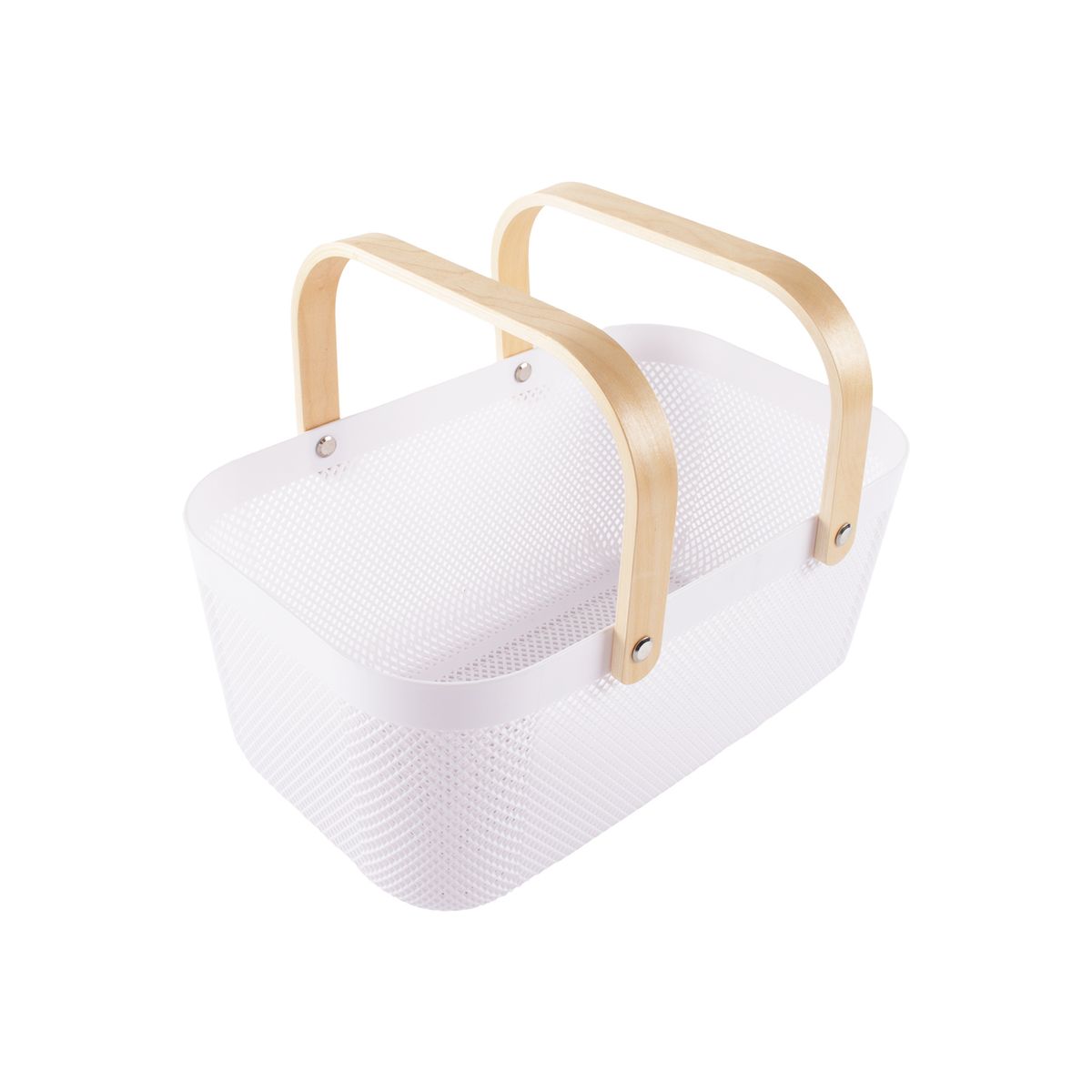 CASA JOVEN - Canasta Organizadora Casa Joven Plástico Aza Madera Blanco 40cm