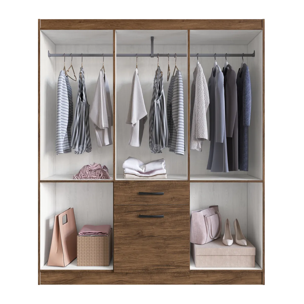 Casa Joven - Ropero 6 Puertas 1 Cajon 1 Zapatera Castaño