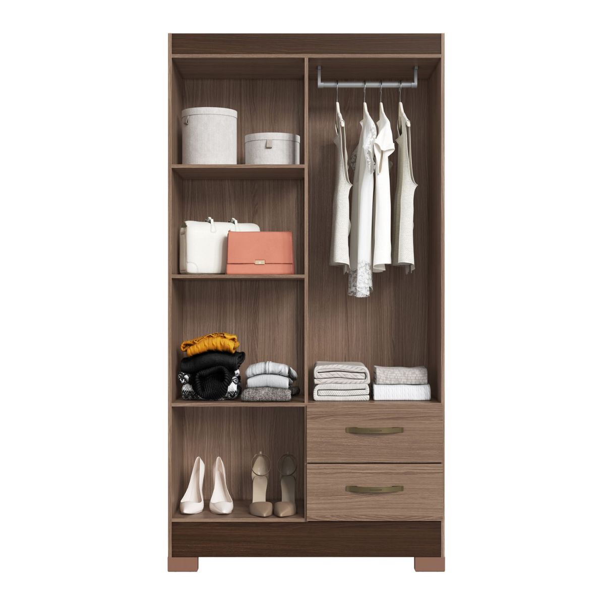 PRECIO UNO - Ropero 4 Puertas 2 Cajon Rp1423 Cast Nog