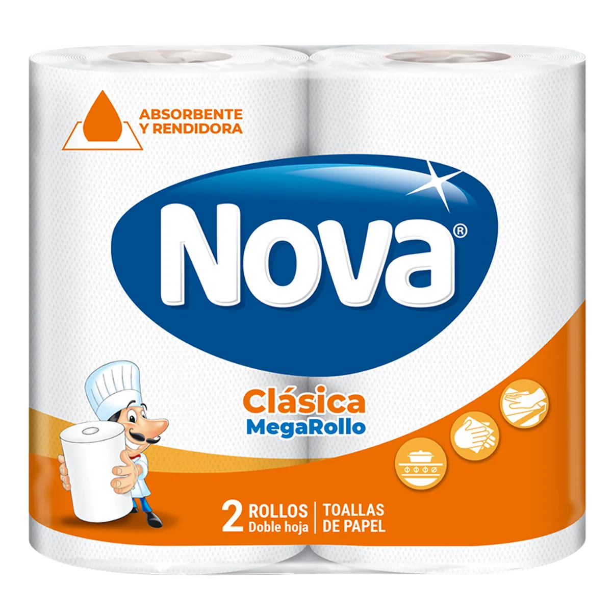NOVA - Papel Toalla Nova Clásica Megarrollo Empaque 2 Und