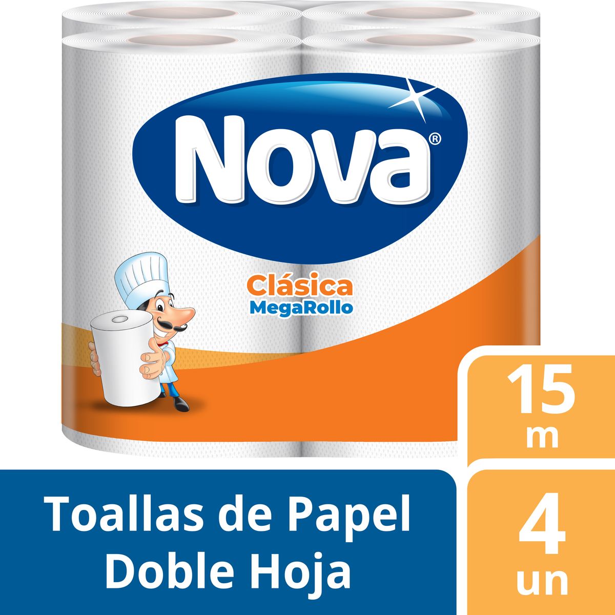 NOVA - Papel Toalla Nova Clásica Megarrollo Empaque 4 Und