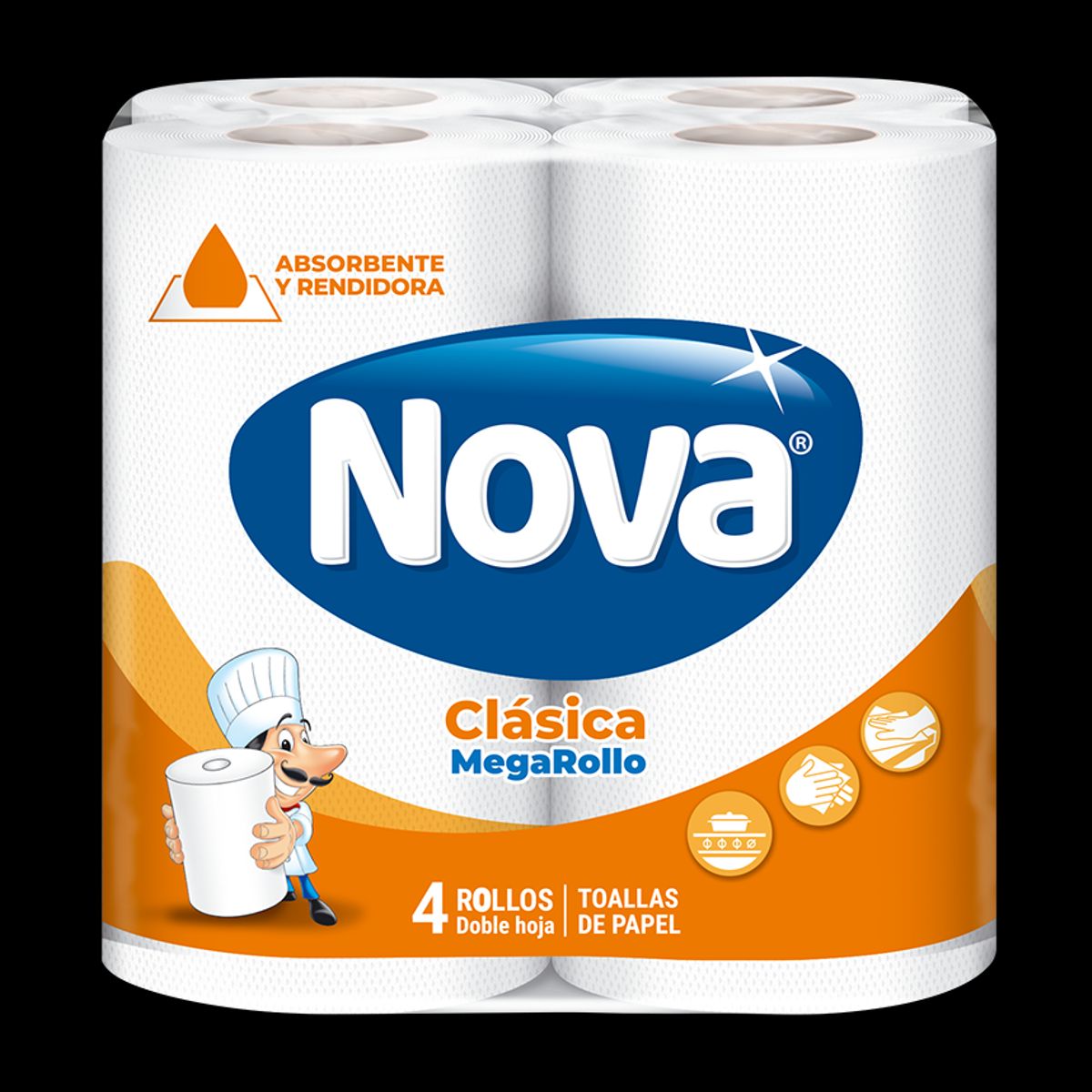 NOVA - Papel Toalla Nova Clásica Megarrollo Empaque 4 Und