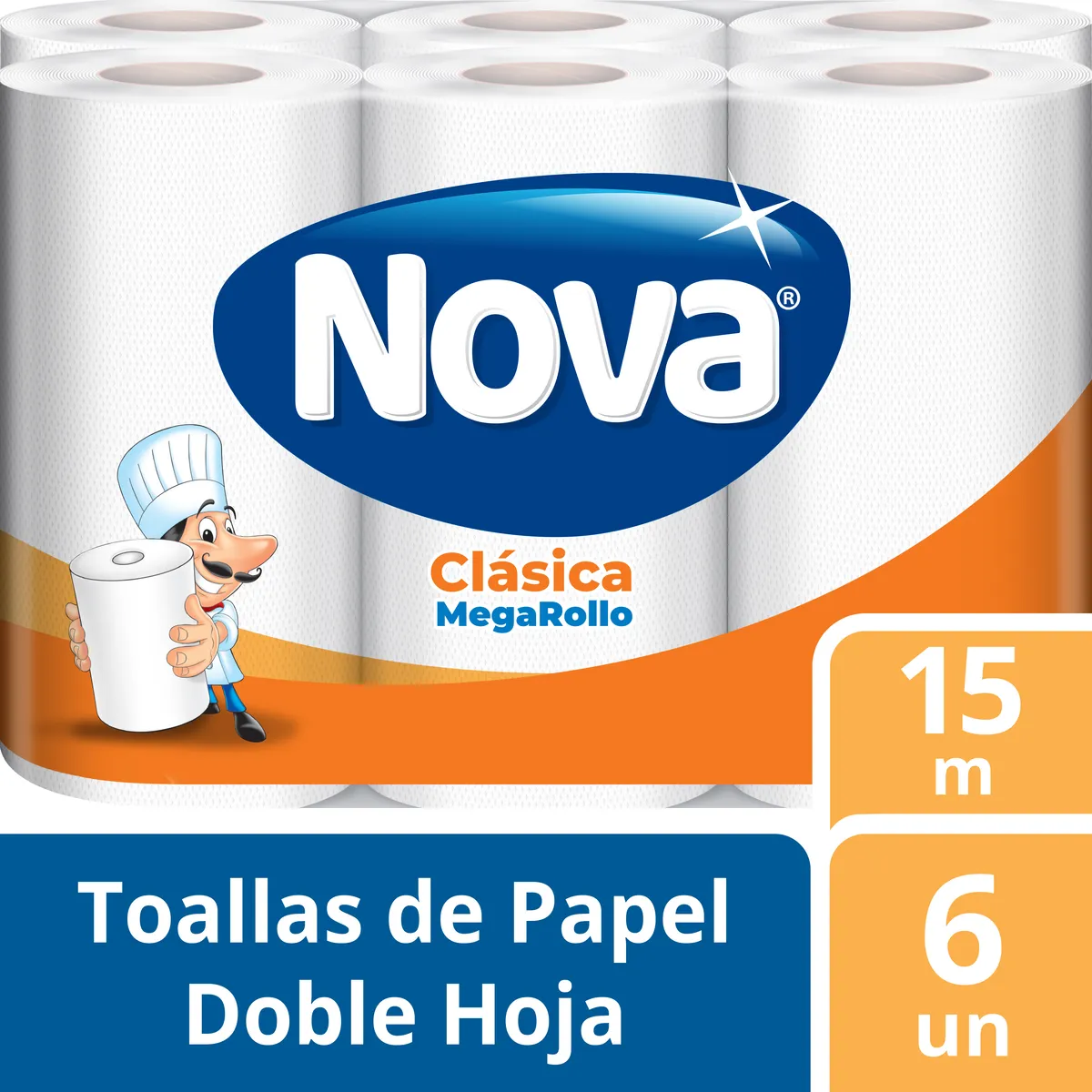 NOVA - Papel Toalla Nova Clásica Megarrollo Empaque 6 Und
