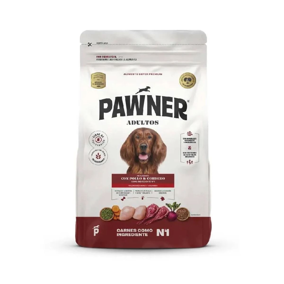 PAWNER - Alimento para Perro Medianos y Grandes Pawner Pollo Cordero Bolsa 15 Kg