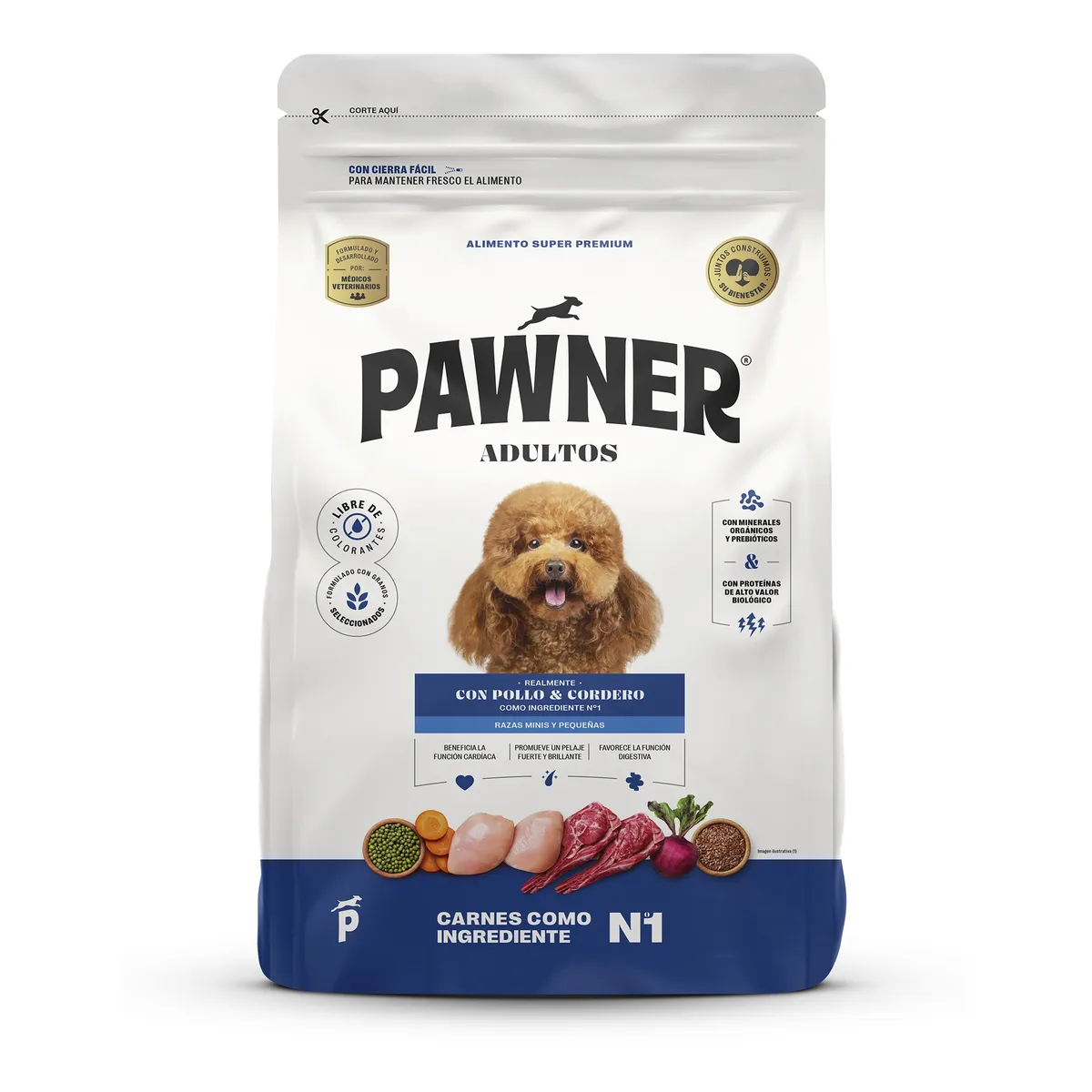  - Alimento para Perro Minis y Pequeños Pawner Pollo Cordero Bolsa 3 Kg