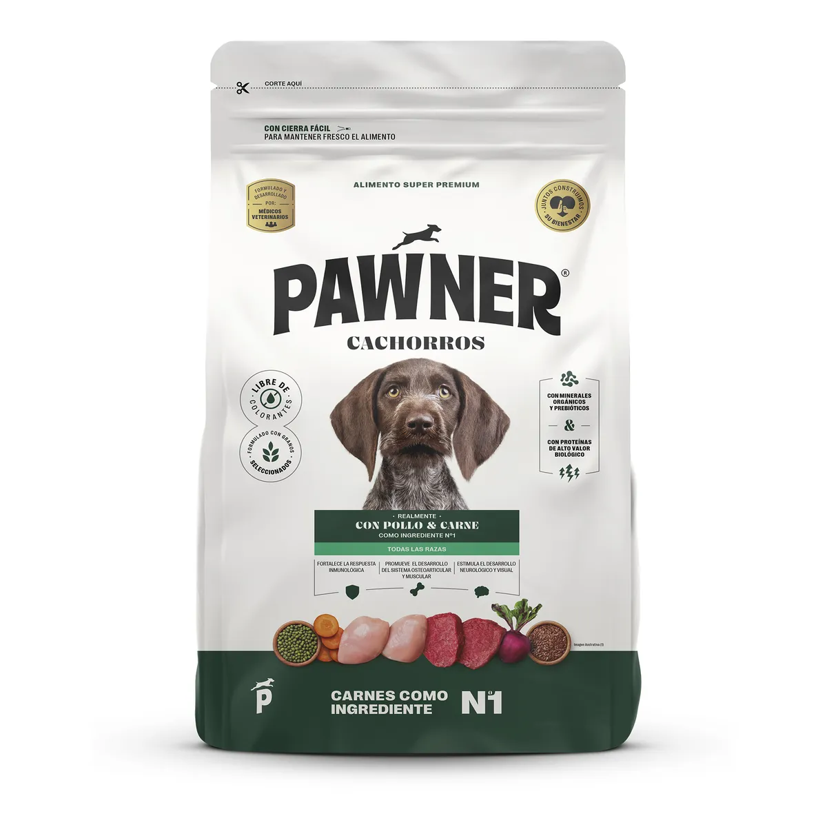PAWNER - Alimento para Perros Cachorros Pawner Pollo y Carne Bolsa 1 Kg
