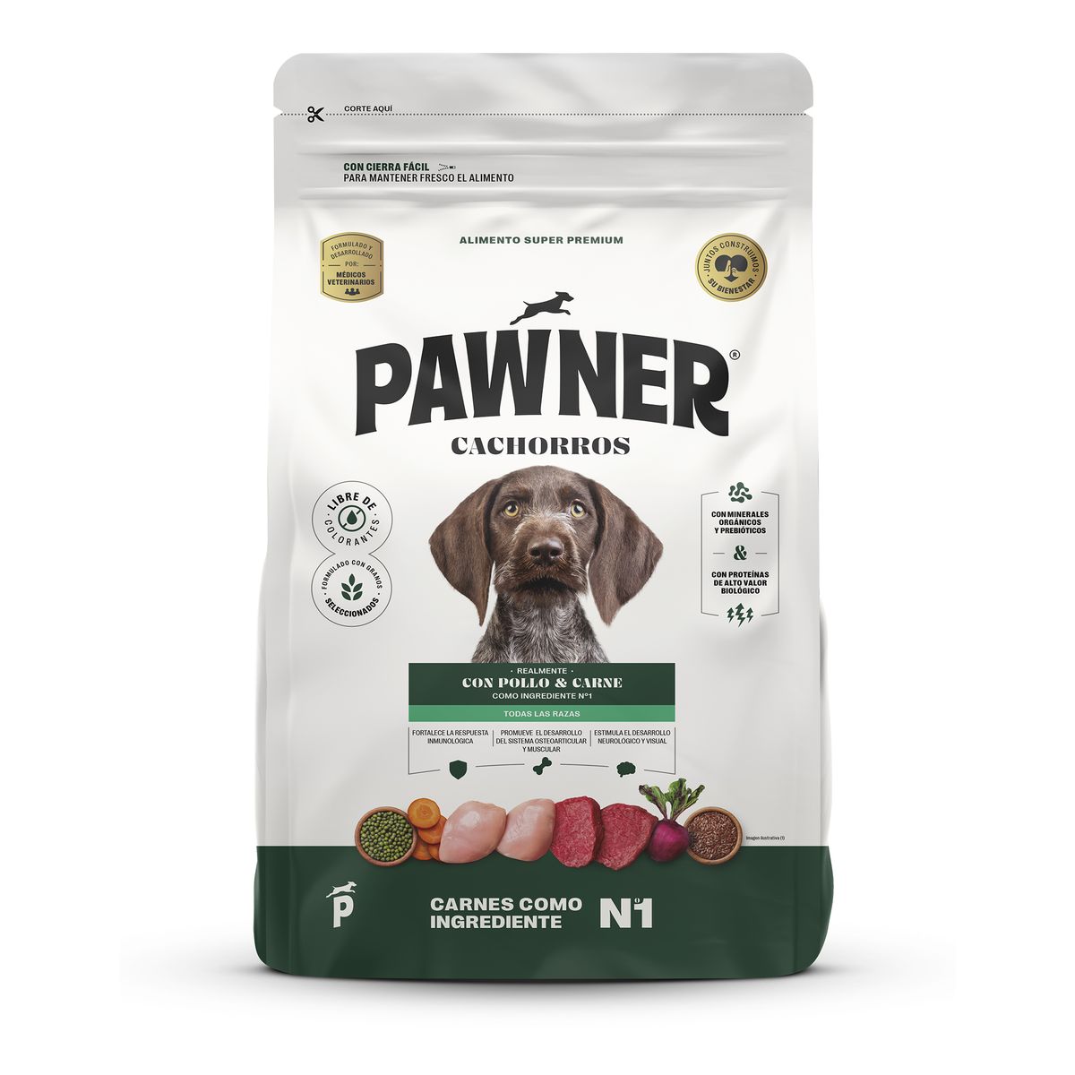 PAWNER - Alimento para Perros Cachorros Pawner Pollo y Carne Bolsa 1 Kg