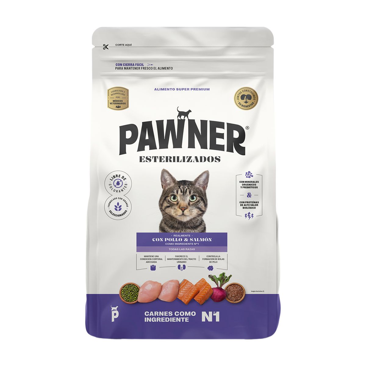 PAWNER - Alimento para Gatos Esterilizados Pawner Pollo y Salmón Bolsa 8 Kg