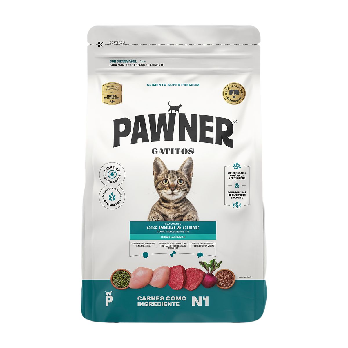 PAWNER - Alimento para Gatitos Pawner Pollo y Carne Bolsa 1 Kg