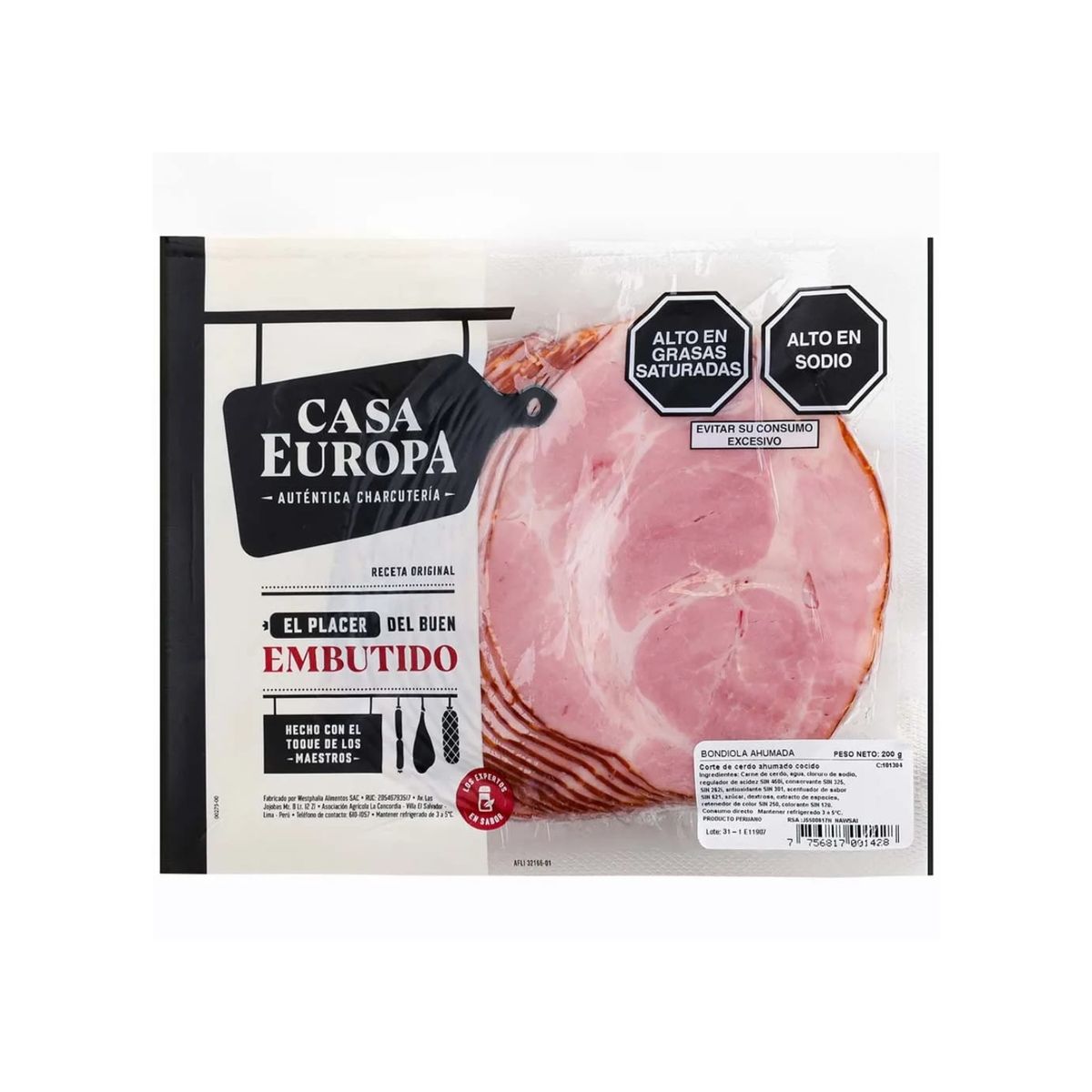 CASA EUROPA - Bondiola Ahumada Casa Europa Empaque 200 g