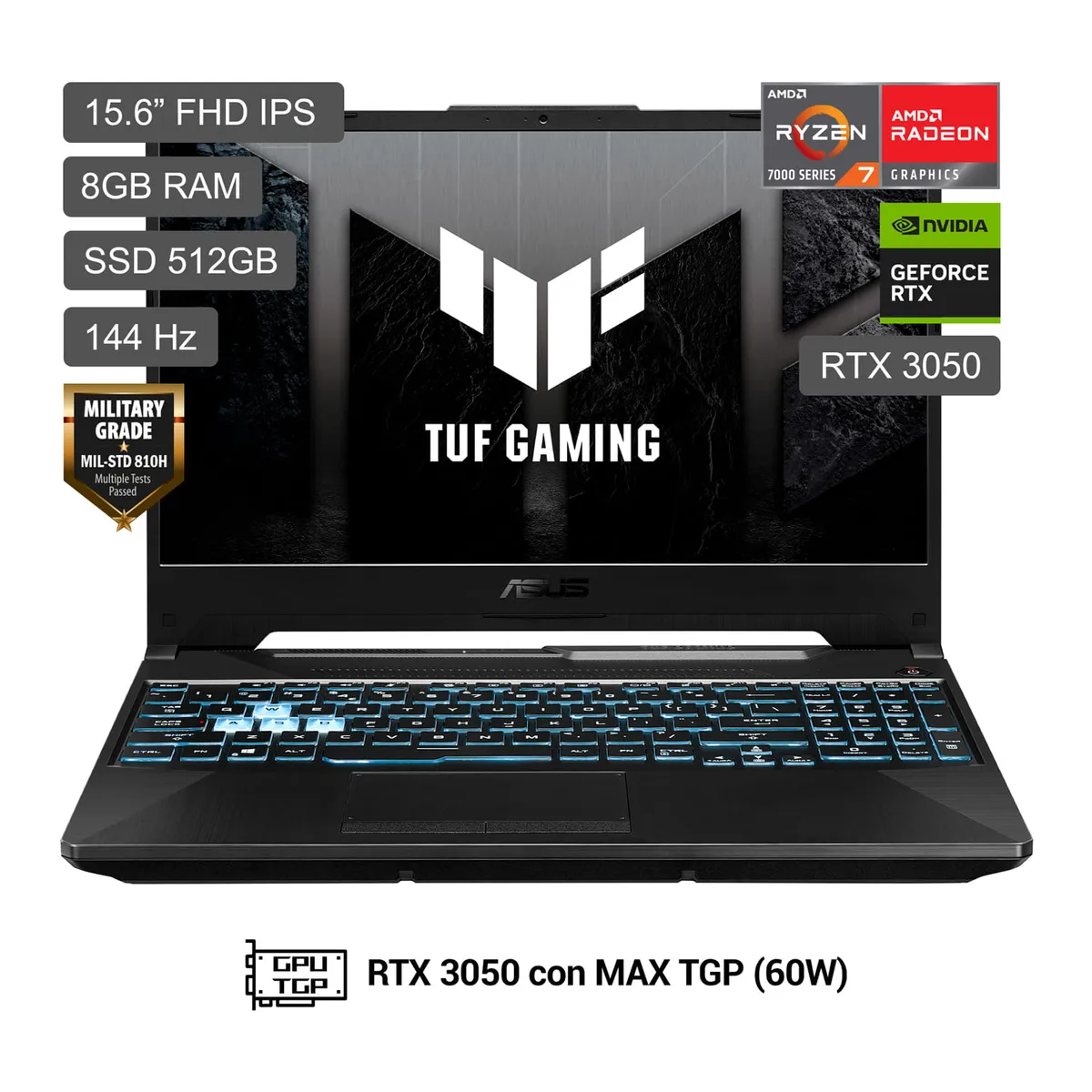 ASUS - Laptop ASUS TUF GAMING A15 R7 7445Hs 8GB 512GB Ssd
