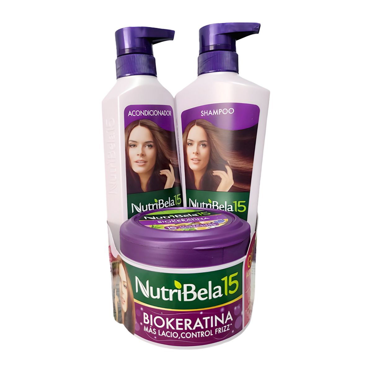 NUTRIBELA - Kit Nutribela Biokeratina Tratamiento 300 mL + Shampoo 400 mL + Acondicionador 370 mL