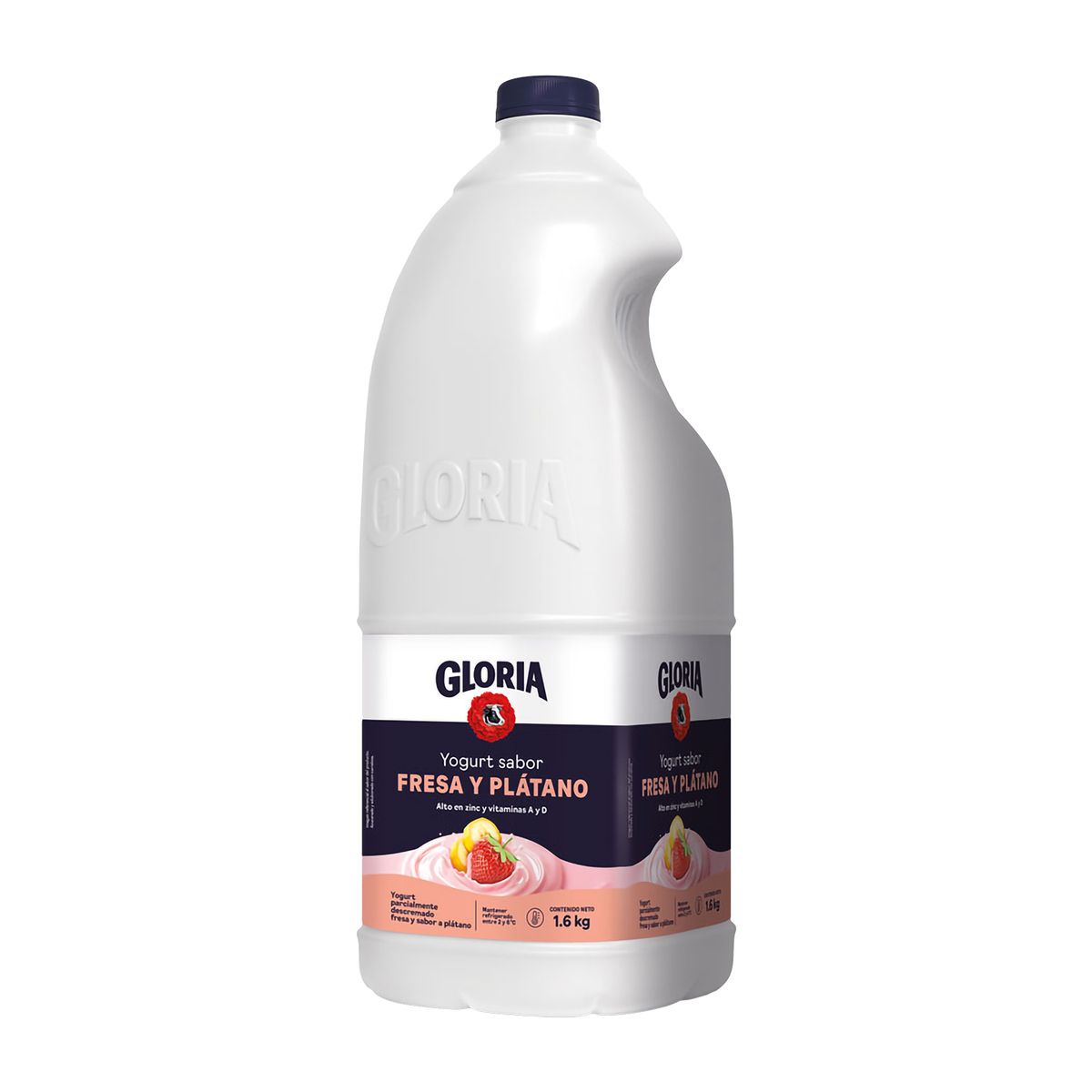GLORIA - Yogurt Parcialmente Descremado Gloria Fresa Plátano Botella 1.6 Kg